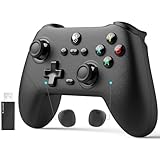 AceGamer Aurora pc コントローラー 2.4Gレシバー付きワイヤレスコントローラー Turbo連射 振動調整 6軸ジャイロセンサー機能搭載 低電力警告 LEDライト 1000mAh大容量バッテリー Switch/Switch2/PC/Android/iOS/Steam Deckに対応でき (P10-ブラック)