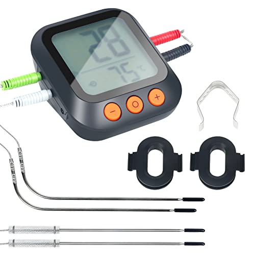 Randaco Termómetro Bluetooth para barbacoa con 4 sondas, color negro, termómetro de horno digital para cocina, horno, carne, medición de temperatura Cover