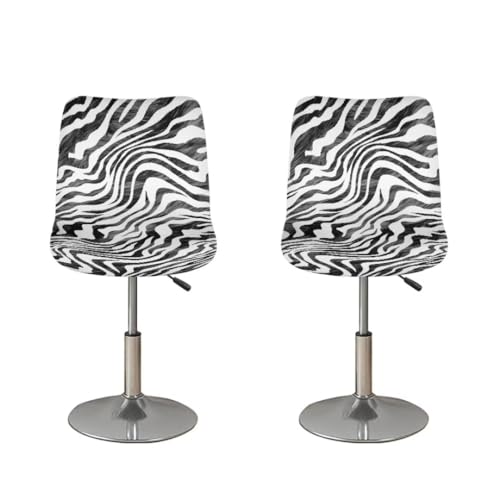 Image of Bar Chair Stool Cover 2 Pack,Zebra-Stripe Stretch Chair Slipcover for Counter Height Bar Stool Anti-Scratches Chair Covers