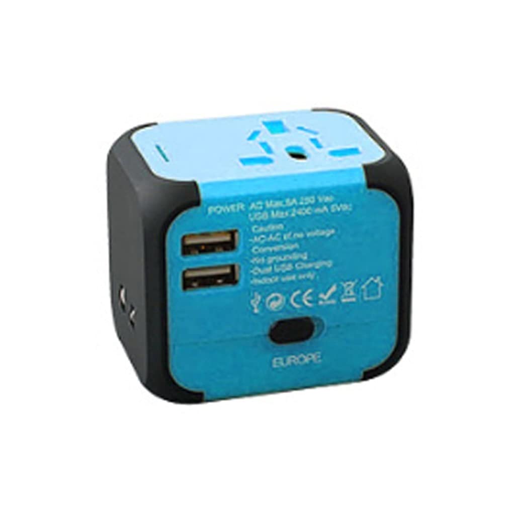 Adaptador de Viaje en Todo el Mundo, Cargador de Pared Universal Todo en uno, Adaptador de Enchufe de alimentación de CA con Puertos de Carga USB duales
