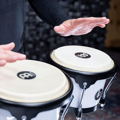 Image of Bongos Hand Drum Set 6.5 inch and 7.5 inch with Synthetic Shells and Tuning Key - NOT MADE IN CHINA - Journey Series, 2-Year Warranty