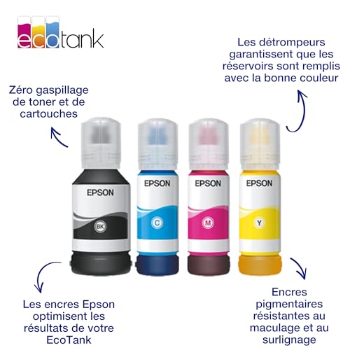 Epson Jaune 113 EcoTank Jaune pigmenté, Bouteilles d'encre d'origine, ET-5150 ET-5170 ET-5800 ET-5850 ET-5880 ET-16600 ET-16650