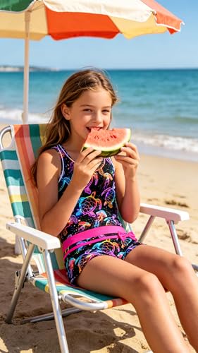 Image of UNIFACO Girls Swimsuits Two Piece Tankini Bathing Suits Boyshort Summer Beach Rash Guard Swimwear for 4-13T
