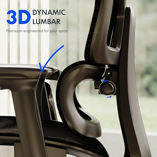 Image of FLEXISPOT ErgoX Premium Ergonomic Office Chair with Footrest- Adjustable 3D Armrests, Dynamic Lumbar Support, Recline & Tilt Function, Mesh Seat, for Home & Office Use,Blue Foam