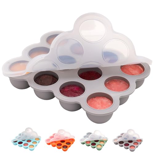 Image of btrfe Baby Food Storage Container - 1.5oz x 12 Pods Silicone Freezer Tray with Lid for Homemade Baby Food, Fruit Purees, Vegetable & Breast Milk (Grey)