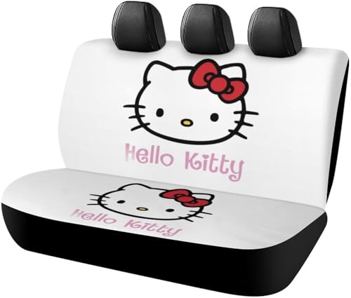 ハローキティ (2) アニメ カーシートカバー 車シートカバー 後部座席用 シート保護 おしゃれ カー用品 軽/普通車 汎用 後席クッションカバー 人気 四季通用 プレゼント