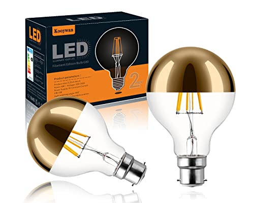 Globo LED Vintage BOMBILLA decorativa Espejo Oro G80 B22 6W 2700K 2PCS Cover
