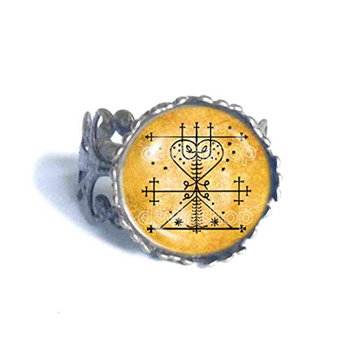 Handmade Maman Brigitte Veve Voodoo Ring Fashion Jewelry Maman Brigitte Vodou Symbol Art Cosplay Charm