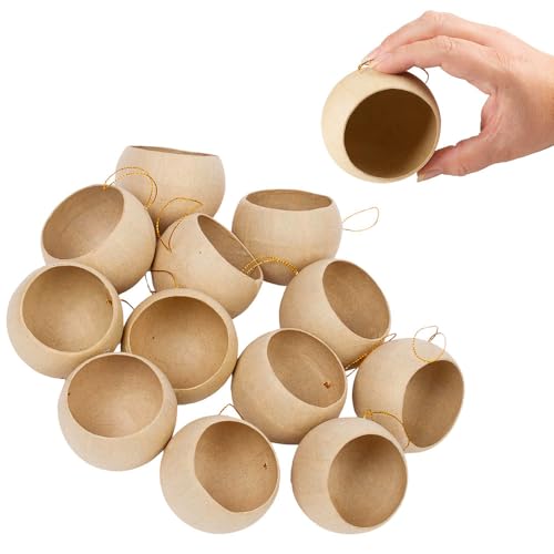 Factory Direct Craft Package of 12 Paper Mache Peek-a-Boo Diorama Round Ornaments - Ready to Finish and Decorate