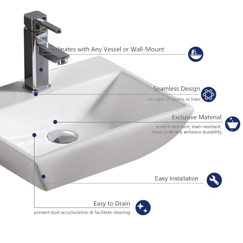 Image of Wall Mounted Wash Basin for Bathroom /Wall Hung Wash Basin /Ceramic Sink (44x36x14 cm)