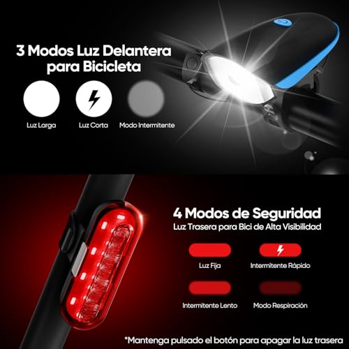 Gobikey Luces Bicicleta Delantera y Trasera, Carga Rápida en 2 Horas, IP65 Impermeable Luz Bicicleta - imagen 2