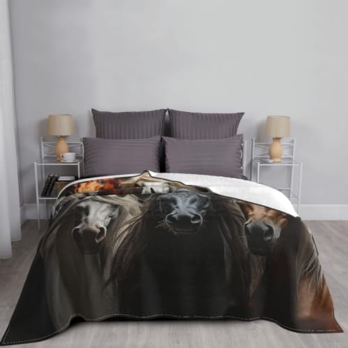 Couverture pour canapé chevaux cadeau idéal flanelle douce toutes saisons - 6