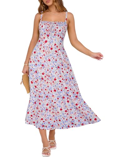 Image of YIOYOLA Corset Dress for Women Casual Tea Party Summer Wedding Guest Flowy Midi Sundress