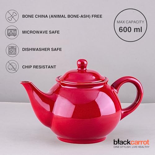 Image of BLACKCARROT Red Stoneware Ceramic Tea Kettle | 300ml Teapot | Microwave Safe