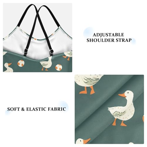 senya Girls Swimsuits One-Piece Swimwear Tie Bathing Suit Beach Summer Round Neck 7-8T Duck Football Pattern3