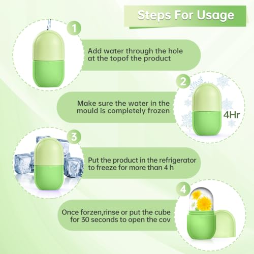 Image of Ice Roller for Face and Eye - Upgraded Facial Beauty Roller, Skin Care Tool, Gua Sha Massage, Silicone Mold for Beauty (Green)