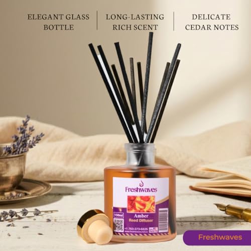 Difusor Freshwaves Amber Reed 5oz Aromatizador sin llama miniatura 5