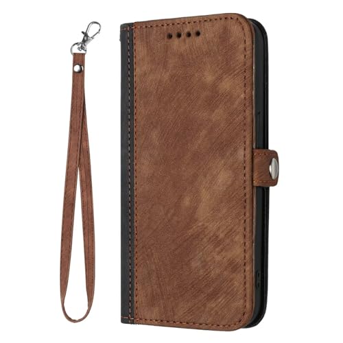 HAONANDE Funda Flip para OPPO Reno5 F 4G / Reno5 LT, Carcasa Libro con Tapa de Cuero Folio Magnética con Ranura para Tarjeta, Soporte, Antigolpes Protectora,Billetera Case Café
