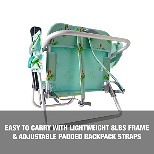Bliss Hammocks Bbc-350-Pt Folding Beach Chair, 5 Reclining Positions, Detachable Cooler Bag, Palm Tree #TOP2