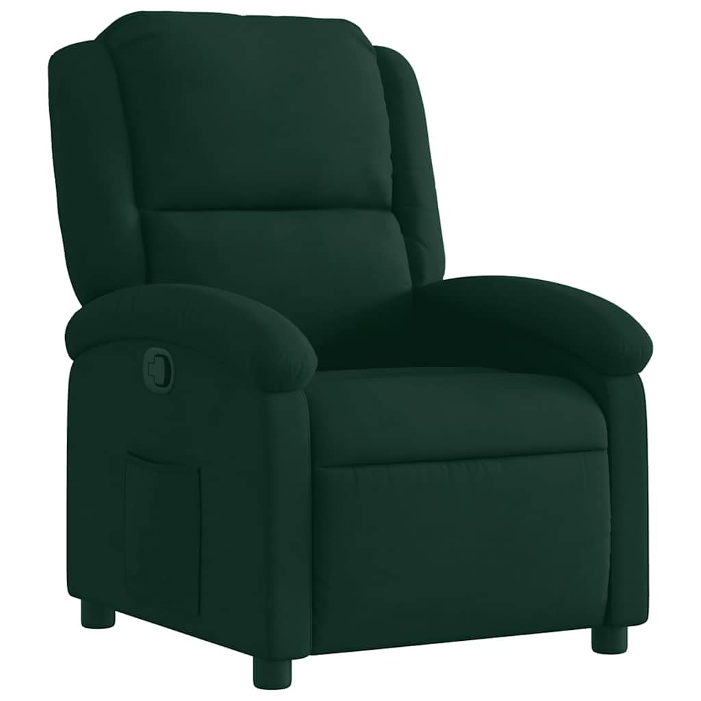 Fauteuil Inclinable Manuel en Velours pour Salon, Vert Foncé