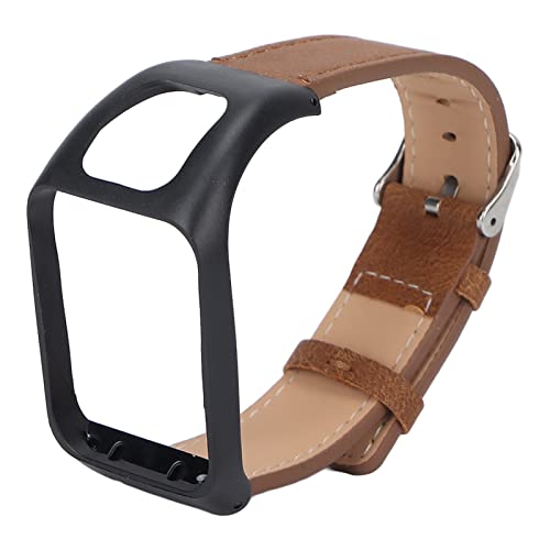 Correa de Reloj Inteligente para Tomtom Runner3 Adventurer, Correas de Reloj de Cuero para Hombres/Mujeres, Pulsera de Repuesto(marrón)