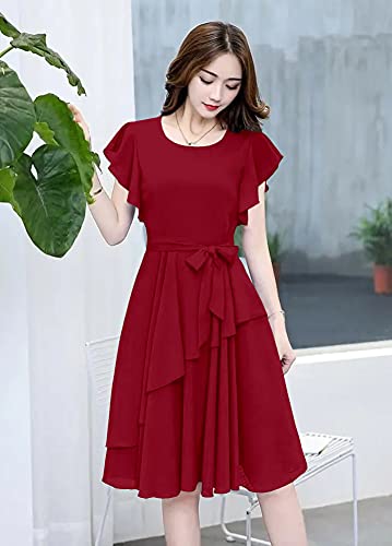 Image of GG Fashion Women's Fit and Double Flare Knee Length Dress