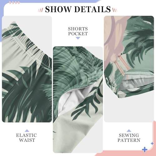 Palm Trees Flamingo Boys Long Pants Soft Trousers Elastic Waist Kids Lounge Bottoms with Pockets S-XL4