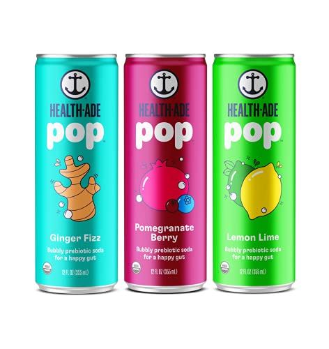 Health-Ade Pop Vegan Organic Prebiotic Soda for Gut Health, Healthy Soda with Antioxidants, Lactic Acid to Detoxify, 12 Pack Case (12 Fl Oz Cans), Classic Variety Pack