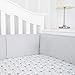TILLYOU Cotton Collection Baby Safe Crib Bumper Pads for Standard Cribs Machine Washable Padded Crib Liner Thick Padding for Nursery Bed Safe Crib Guards Protector de Cuna, 4 Piece, Pale Gray