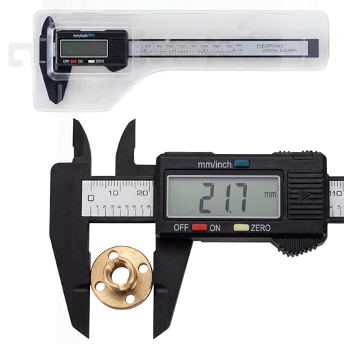jj-shop24 Digitaler Messschieber, Schieblehre Messlehre, 0-150 mm, Digital LCD Display, Kohlefaser Kunststoff, Caliper Lehre für Außen, Tiefen und Schrittmessung