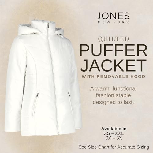 Jones New York Women's Puffer Jacket with Removable Hood
