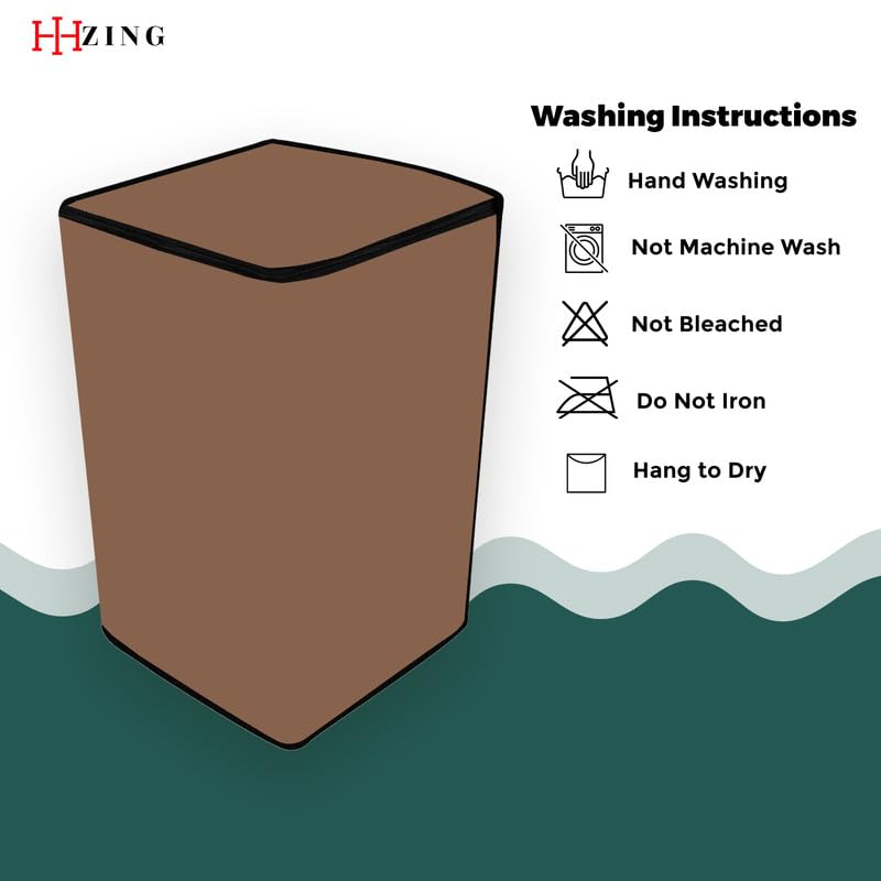 Image of Waterproof Washing Machine Cover Fully Automatic Sutaible for Samsung Model 8.0 kg Ecobubble Top Load, WA80BG4441BG (54 x 56 x 98 cms) Solid Beige Print