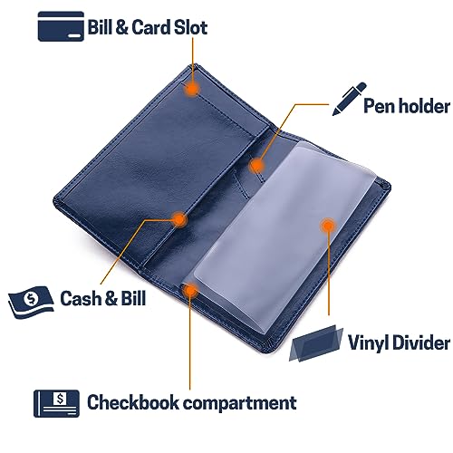 Image of Aurya Leather Checkbook Covers for Personal Checkbook, Checkbook Holder with Free Vinyl Divider, Checkbook Cover for Duplicate Checks for Men and Women
