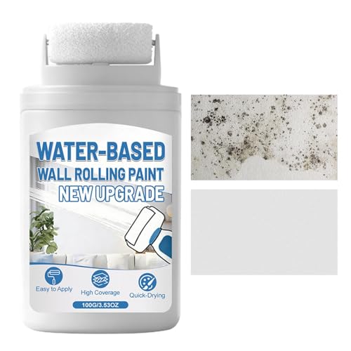 qokeeu Pintura blanca de 100 g, pintura blanca de reparación de rodillos, pintura de pared interior, para baño, sala de estar, zócalo, muebles, cocina, pasillo, gabinete, construcción
