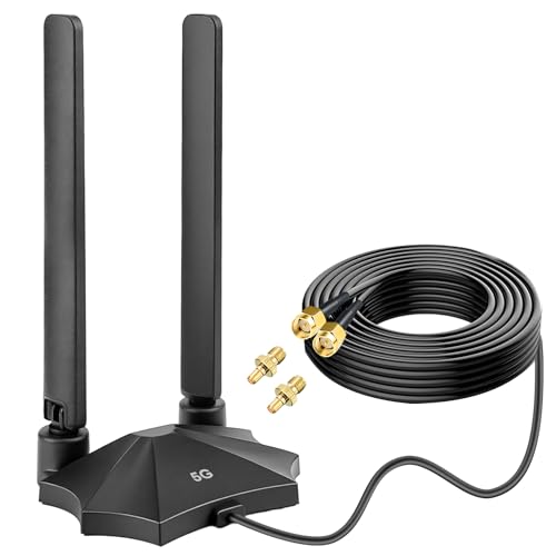 Nelawya 5G LTE 4G Antenne Signalverstärker 5dBi SMA TS9 Externe Rundstrahlantenne mit Magnetfuß und 2 m Kabel für Router Modem Hotspot Gateway Überwachungssysteme IoT und Smart Home