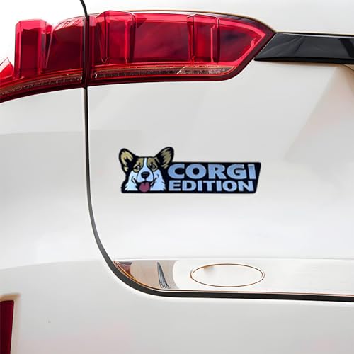 Image of Cute Dog Car Badge Laser Cutting Car Emblem,Funy 3D Acrylic Dogs Badge Rated Car Emblem Automotive Badge Decals and Stickers for Car, Truck, Rv, Boat Exterior Decoration (Corgi)