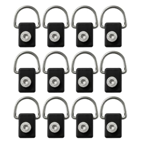 DIYEAH 12 Piezas Hebillas en D de Acero Inoxidable Negras para Aparejo Bungee de Pesca en Kayak y Canoa, Accesorios Seguros para Embarcaciones de Ocio, Tornillo Hexagonal Avellanado