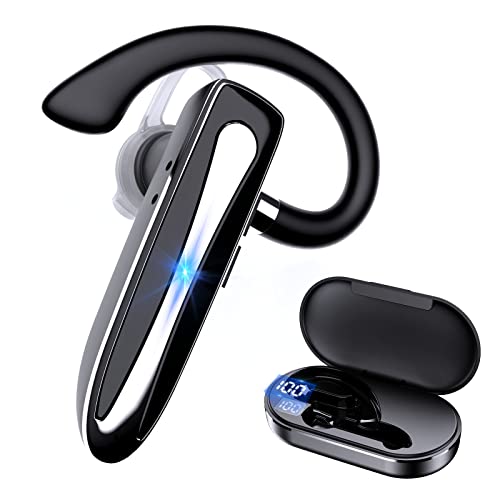 EUQQ Bluetooth Wireless Earpiece for Cellphone, Bluetooth 5.1 Headset Wireless Headphone with Charging Case,Microphone for Office Driving, Hands-Free Earphones Compatible with Android/iPhone