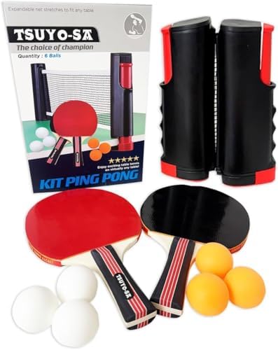 Kit Ping Pong Profissional Tênis Mesa 2 Raquetes Rede 6 bolas