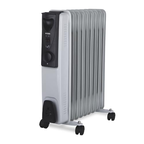 Svan Radiador aceite Eléctrico Bajo Consumo Blanco y negro SCRA1500. 1500W, 3 Niveles de potencia,...
