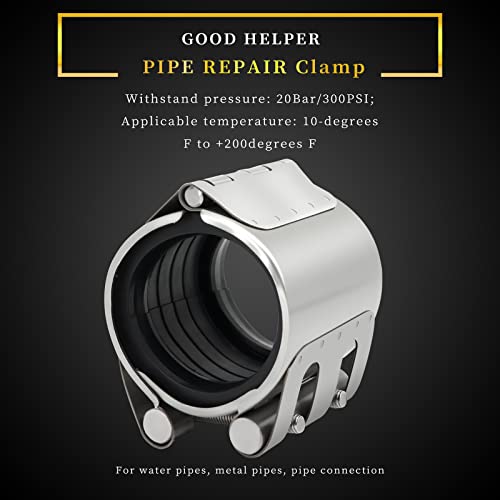 Pipe Repair Clamp 2 Inch (2.2"-2.3"), Copper/Water Pipe Leak Emergency Repair Kit (56Mm-59Mm), Stainless Steel Leak Sealer Joint Clamp For Plastic & Metal Pipes #TOP4