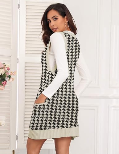 Image of HOTOUCH Women Sweater Vest Oversized V Neck Sleeveless Knit Pullover Ribbed Vest Dress with Pockets