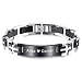 MeMeDIY Bracelet Personnalisé Lien Cubain Cadeaux Personnalisés Bande de Poignet Identification ID Tag Gravure Bracelets pour Hommes en Acier Inoxydable Chaîne en Caoutchouc Bijoux Noir Couleur