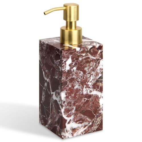 Natural Marble Soap Dispenser Rosso Lepanto Rectangular Bottle