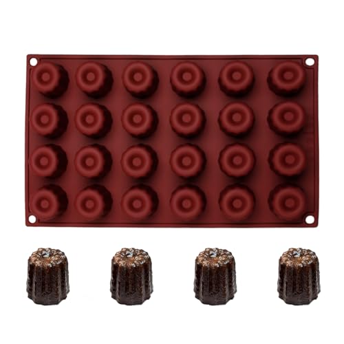 Silicone Canele Molds 24 Cavity Nonstick Bundtz Cake Pan for Muffin Bread Brownie Cookie Mini Cake Jelly Candle Resin