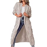 Masrin Strickjacke Damen Mode einfarbiger Strickmantel Warme Winterjacke Verlängernder Trenchcoat Knopfloser Pullover Cardigan Lange Oberbekleidung Straßen Hipster Übergangsjacke Wintermantel