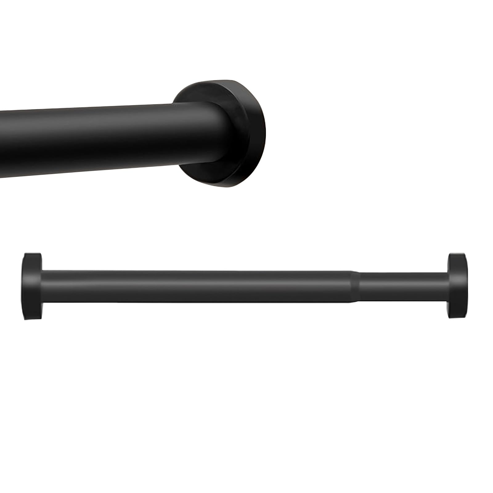 GLDYTVF Adjustable No-Drill Curtain Rod 28mm Non-Slip Rust-Free Telescopic Shower Curtain Rod for Living Room/Bedroom/Shower/Camper (Black 150-280cm)