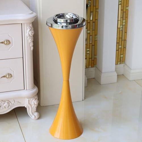 GUODDM Cenicero con Base De Tubo Telescópico - para Uso Exterior E Interior Cenicero con Base De Acero Inoxidable Y Tapa Cenicero De Gran Capacidad Regulable En Altura(Yellow)
