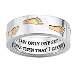 PalmBeach Yellow Gold Ion-Plated Stainless Steel Two Tone 'Footprints in the Sand' Ring (7mm) Sizes 6-14 Size 10