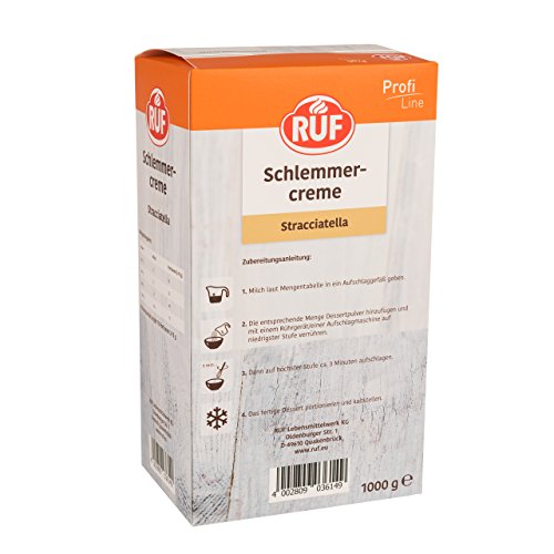 RUF Schlemmercreme Stracciatella, ohne Kochen, Großpackung Dessertpulver für eine locker fluffiges Creme-Dessert mit Raspelschokolade, glutenfrei 1x1000g – Bild 3